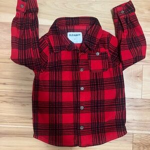 Old Navy Kids Red and Black Checkered Shirt